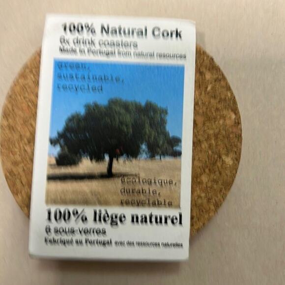 NWT 3D CORK‎ 100% NATURAL DRINK COASTERS 6 - Picture 1 of 3